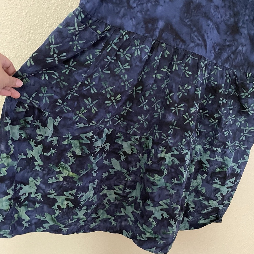 Kim Messier Art to Wear Dress Pockets Dragonfly Frog Unique Artsy Whimsy S B6 - Picture 8 of 12